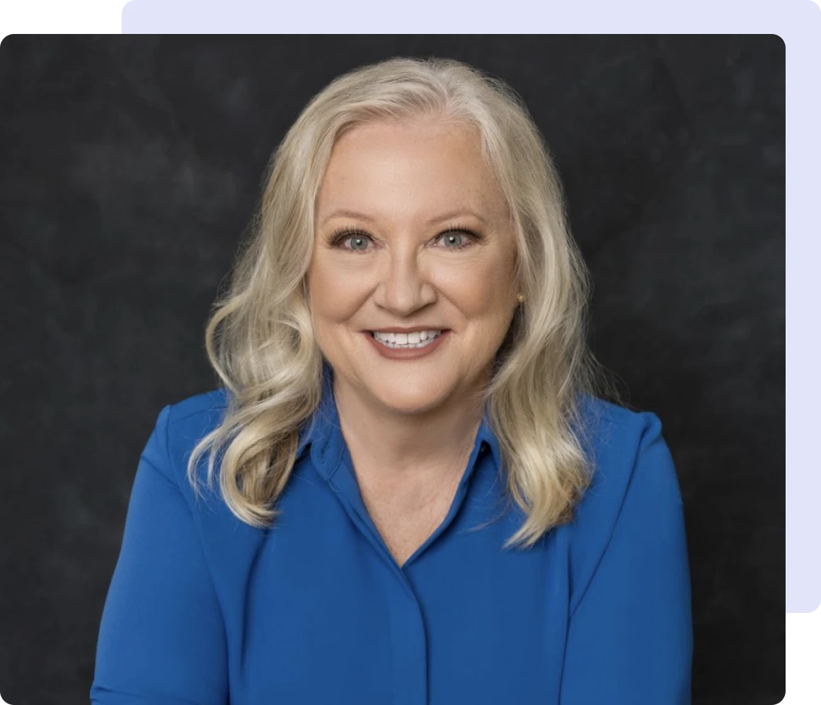 Woman against dark background